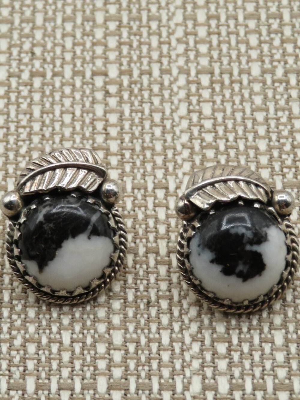 925 Sterling Silver White Buffalo Turquoise Stud Earrings